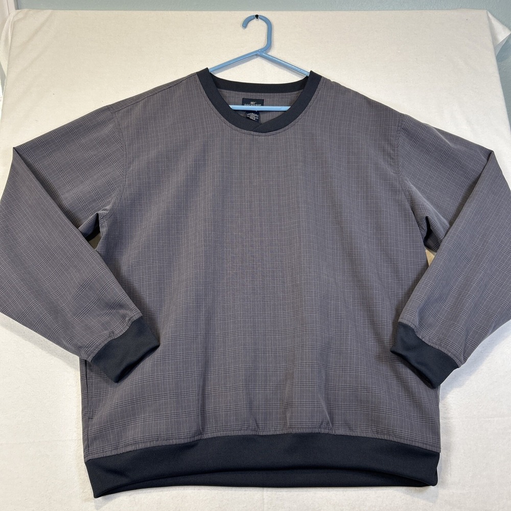 Dockers Golf Pullover Jacket Mens Large Gray Blue Plaid Windbreaker Lined L